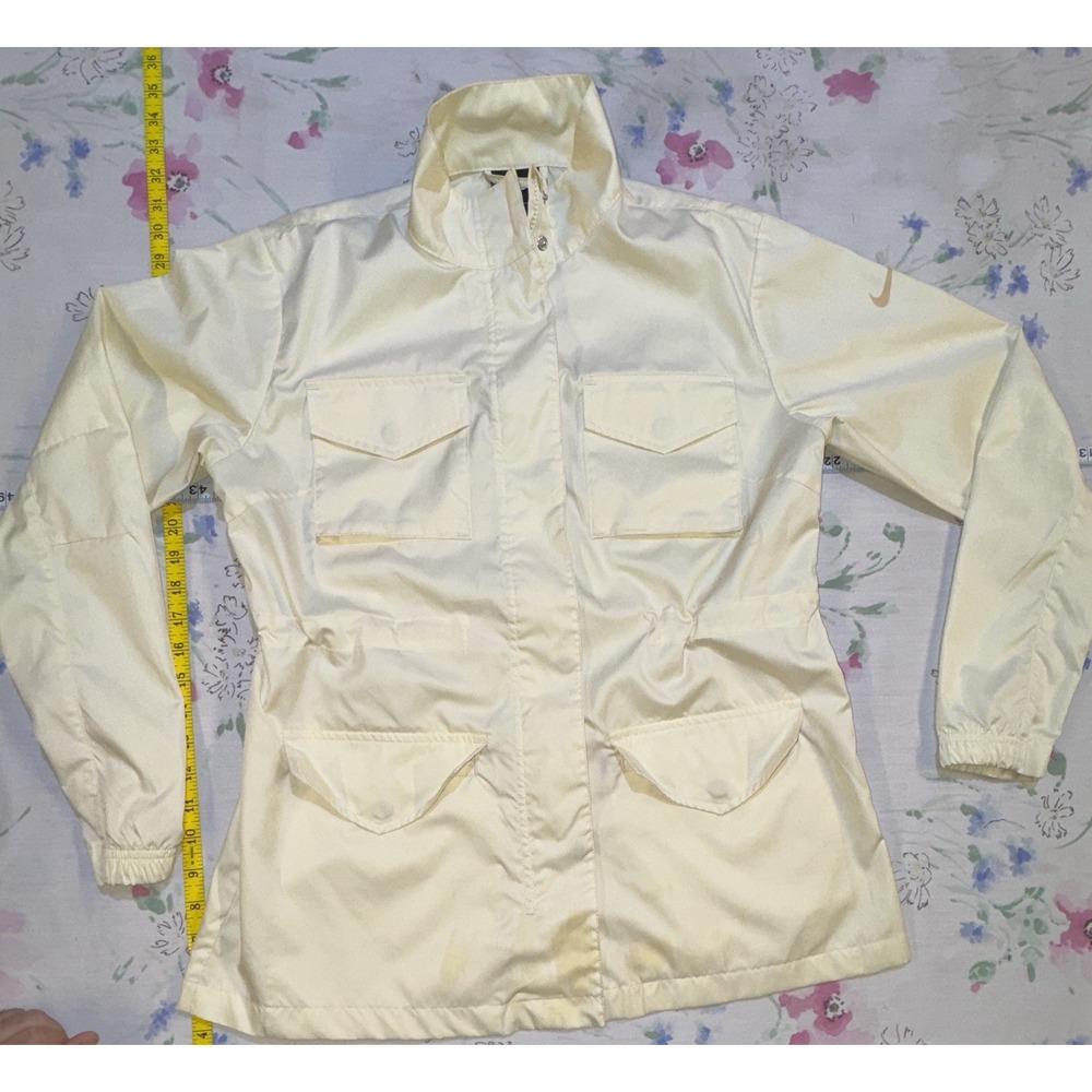 Nike Women's Utility Field Jacket Cream Off-White Medium Snap Zip